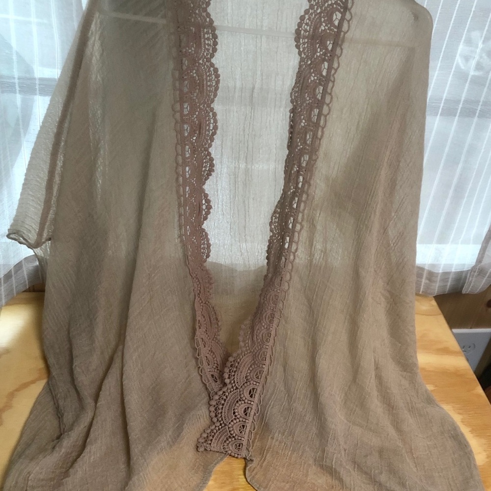 Cream Gauze Flowy Vest with Embroidered Detail